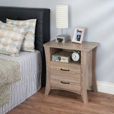 Robinett 2 - Drawer Nightstand in Rustic Brown Red Barrel Studio JWC7_X1CPV61