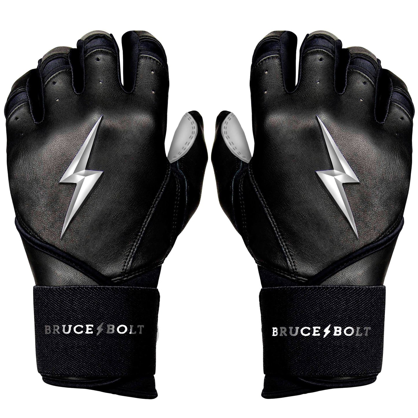 Bruce Bolt Premium Pro Chrome Series Long Cuff Batting Gloves: Black L KVR3_N6PME74