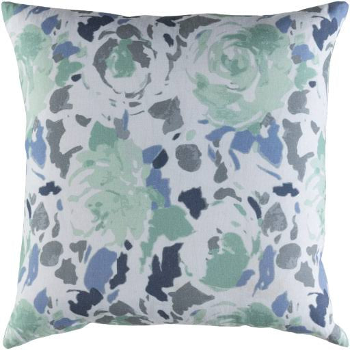 Transitional 22x22 x 22x22 Blue Woven Floral Decorative Pillow ZJS8_A5MGV58