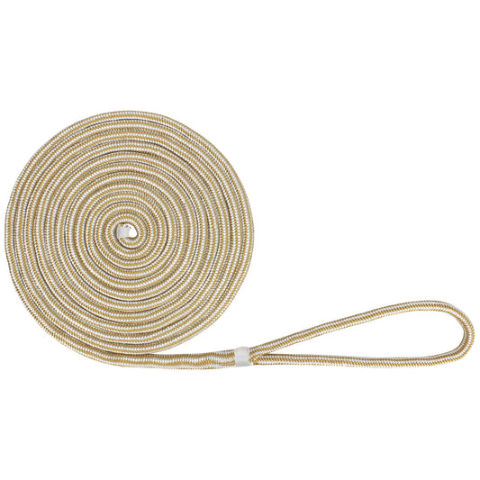 Extreme Max 3006.2144 BoatTector Double Braid Nylon Dock Line - 5/8x22 x 35&, White  Gold QEA5_E7XVR83