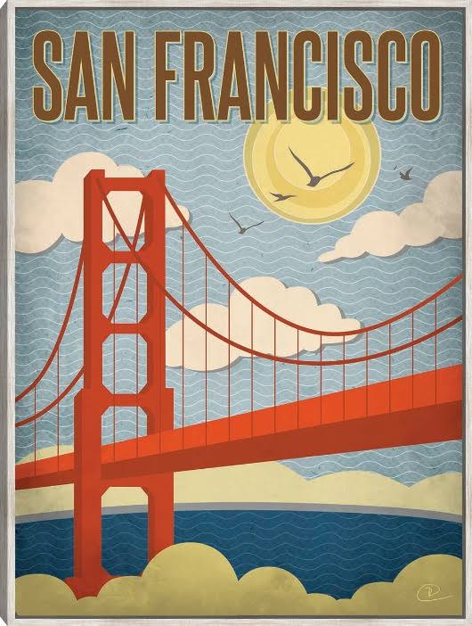 San Francisco – Golden Gate Bridge Framed Canvas Art by Renee Pulve Barnwood 24x32 Fineartcanvas YPF5_N6ESR41