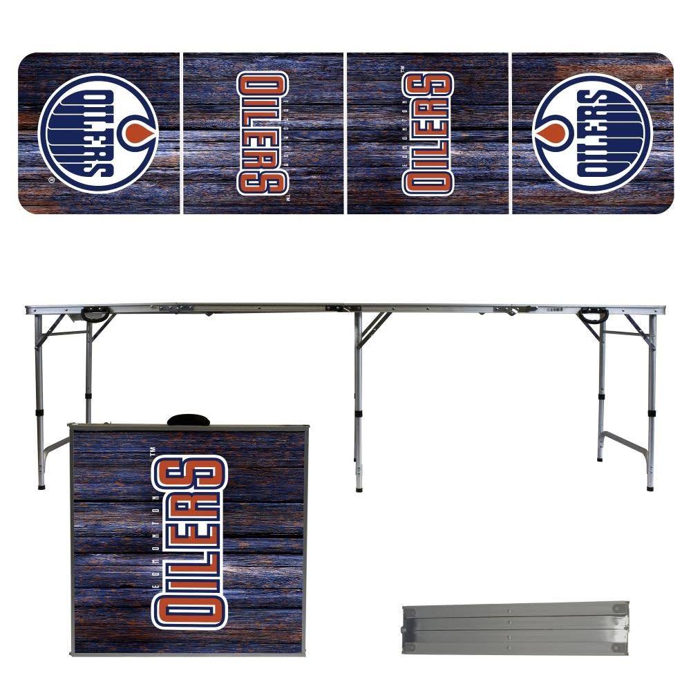 Edmonton Oilers Weathered Design 8& Portable Folding Tailgate Table SZJ7_T7KLQ02