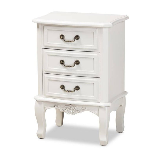 Allora White-Finished 3-Drawer Wood Nightstand VMJ0_X9CTH35