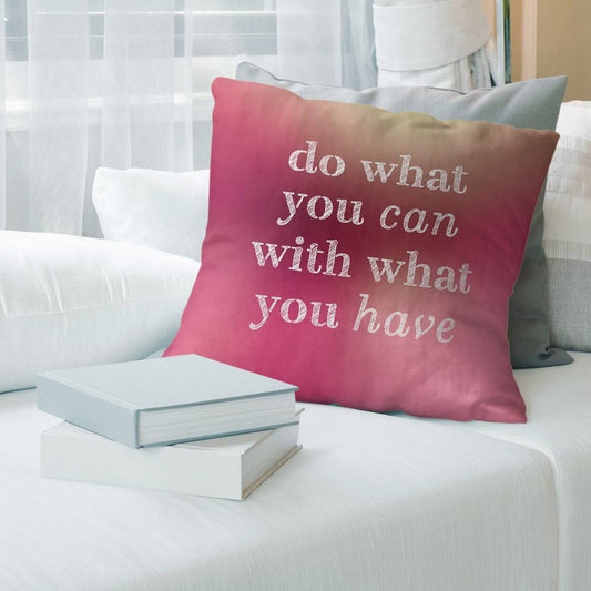 Quotes Multicolor Background Do What You Can Quote Pillow-Cotton Twill - 16 x 16 - Square - Zipper Closure - Medium - Removable  CJA2_K1XGB06