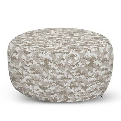 Ava 30x22 Wide Round Pouf Ottoman Trinx Fabric: Dark Tan/Dust/Coconut AZB5_S2FQA77