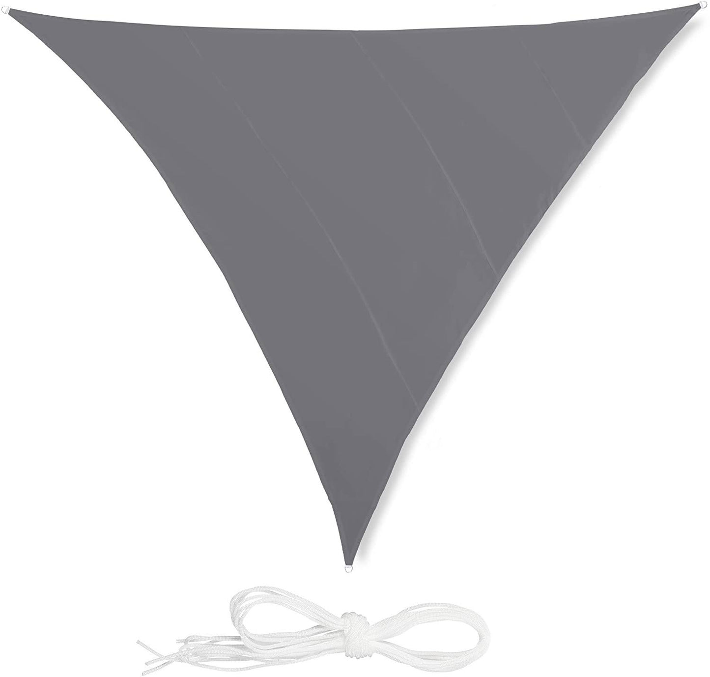 Relaxdays, Grey Shade Sail, Triangle, Water-Repellent, UV-Protection with Tethers, Balcony Canopy, 5x5x5m USL6_B9WQK55