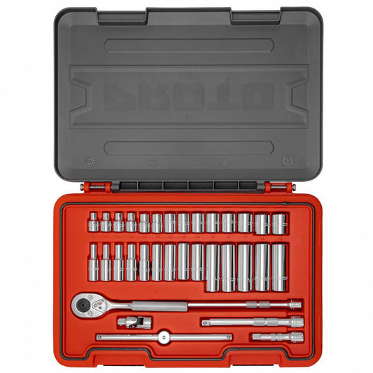 Proto J52234S Socket Set,3/8x22 Drive,34 Pcs.,metric VTG5_X7GOZ35