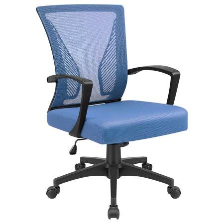 Walnew Mid Back Adjustable Mesh Office Chair Swivel Desk Chair Computer Task Chair with ARMREST, Blue RCC8_M5HEL86