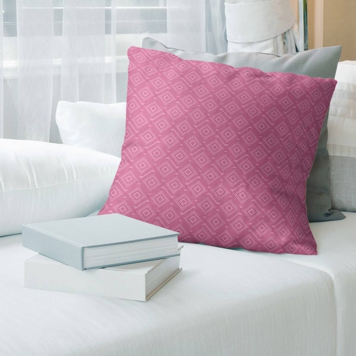 Square Maze Throw Pillow - 18 x 18 - Pink - Synthetic Fiber ZUF9_N7LOS60