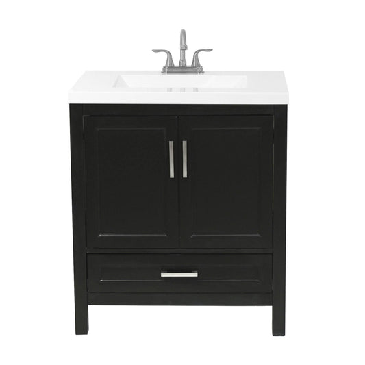 Solerno Bath Vanity with Cultured Marble or Quartz Stone Top (Color: Espresso, Vanity Top: White with White Basin, Size: 31x22) ZBA6_N9PPU04