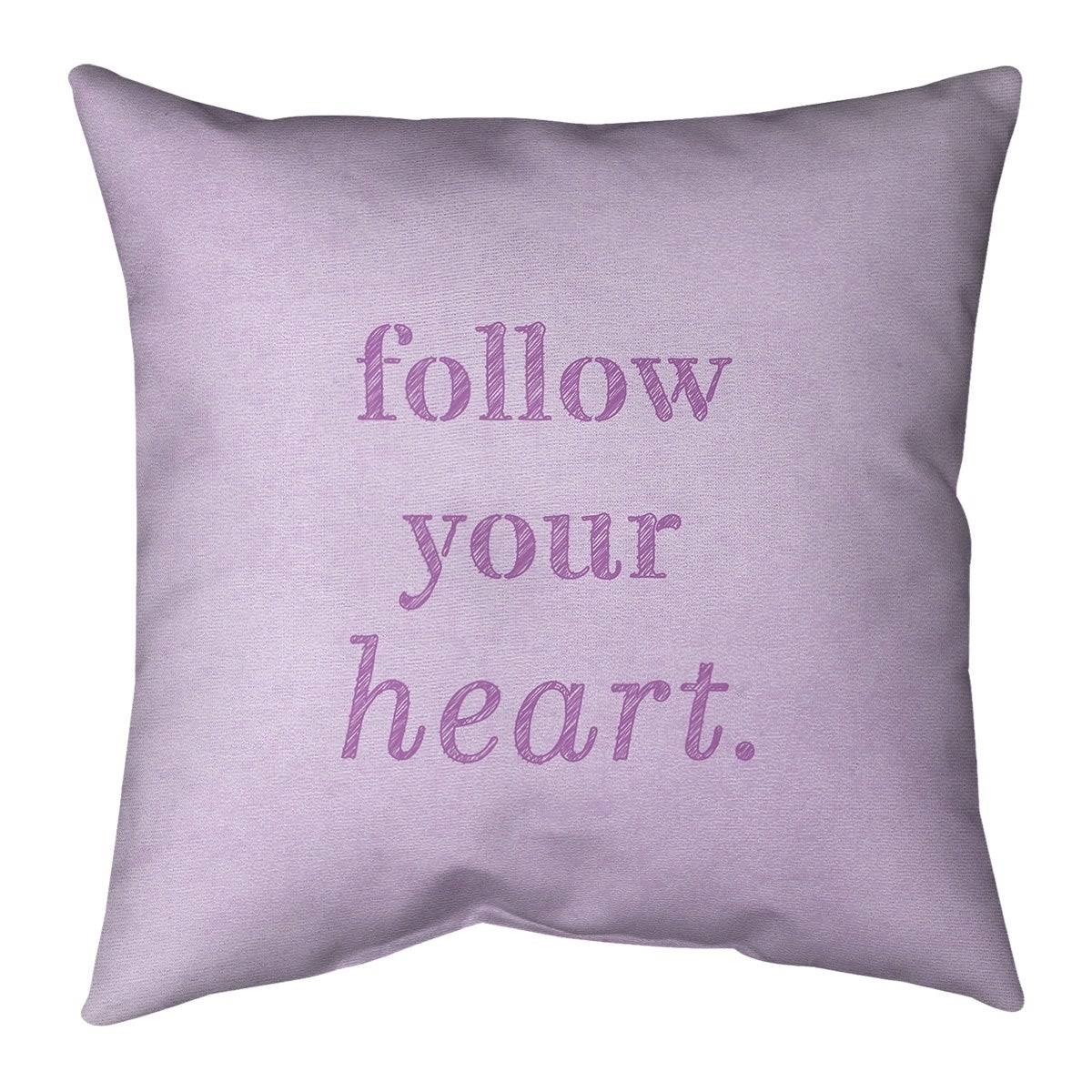 Quotes Handwritten Follow Your Heart Quote Pillow-Faux Suede - 20 x 20 - Square - Zipper Closure - Large - Removable Cover - Acc KYG5_B2LBM78