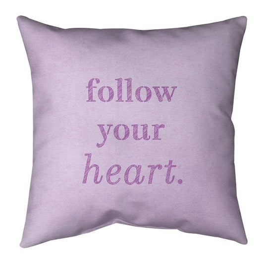 Quotes Handwritten Follow Your Heart Quote Pillow-Faux Suede - 20 x 20 - Square - Zipper Closure - Large - Removable Cover - Acc KYG5_B2LBM78