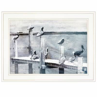 &Birds on A Pier& - Picture Frame Photograph Print on Paper August Grove Format: White Framed, Size: 15x22 H x 19x22 W x 1x22 D WRP3_H1QSW22