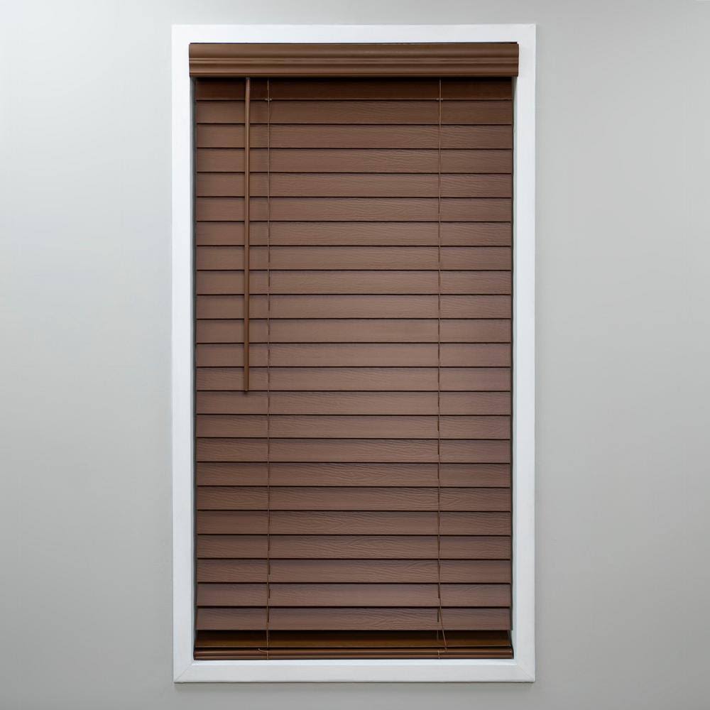 Perfect Lift Window Treatment Cut-to-Width Dark Oak Cordless Room Darkening 2 in. PVC Faux Wood Blind 54.75 in. W x 72 in. L AOC5_D0IGM13