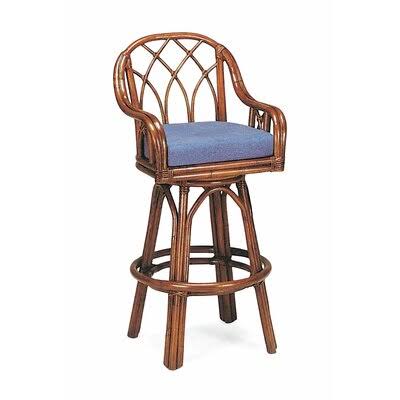 Edgewater 24x22 Swivel Counter Stool Braxton Culler Frame Color: Kiwi, Upholstery Color: Gray and White Performance Stripe; 0261 ZSR4_U0CDH30