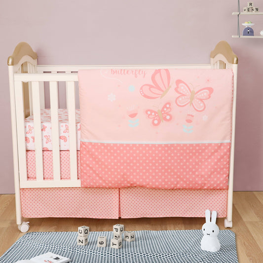 Cuddles  Cribs Soft Cotton Baby Crib Bedding Set  Reversible Comforter - 4 Piece - Butterfly SMH2_K2LDY97