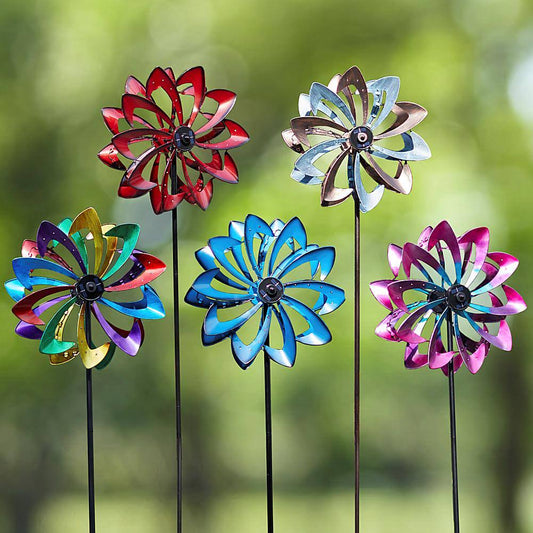 Wind  Weather Solar LED Flower Wind Spinner - Red FND7_P0NGM07