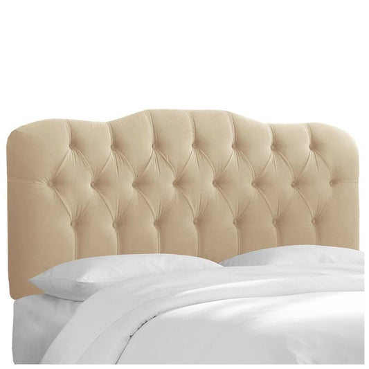 Skyline Furniture Tufted Velvet Fabric Queen Size Upholstered Headboard - Buckwheat (742QVLVBCK) GTB6_D6HJG31