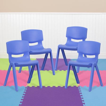 4 Pack Blue Plastic Stackable School Chair with 13.25&& Seat Height, Size: 14.5 W x 15.75 D x 23.25 H BOO6_T9RIO92