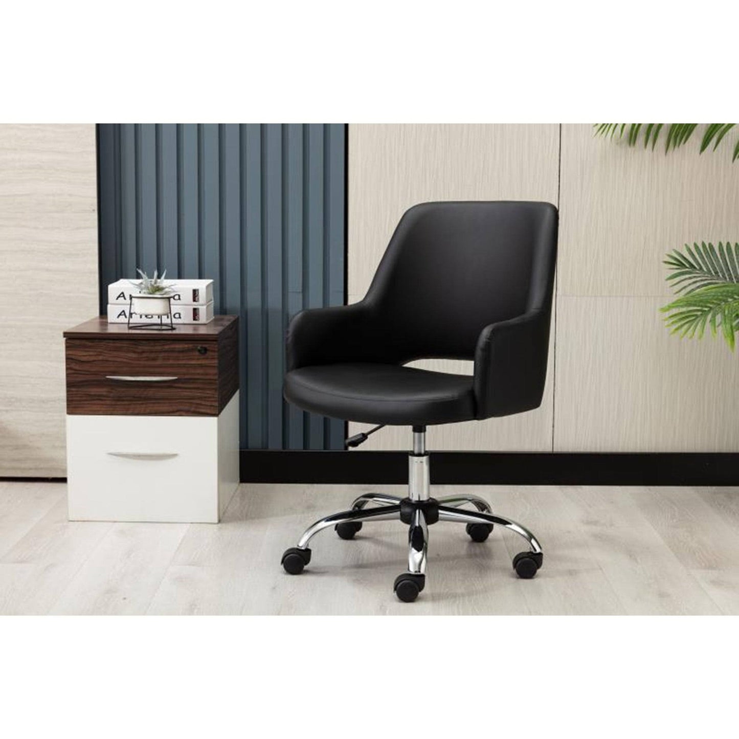 Porthos Home Maesi 360-deg Swivel Office Chair, PU Leather Upholstery - Brown DEY4_O0BUG19