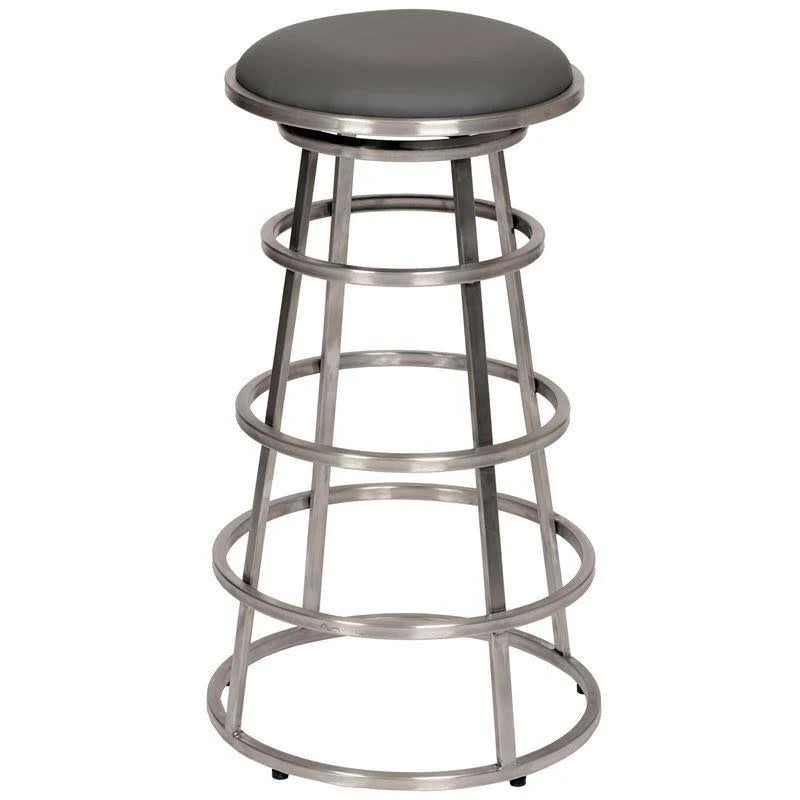 Armen Living Ringo 26x22 Backless Brushed Stainless Steel Barstool in Gray Faux Leather SMR9_B6TCF18