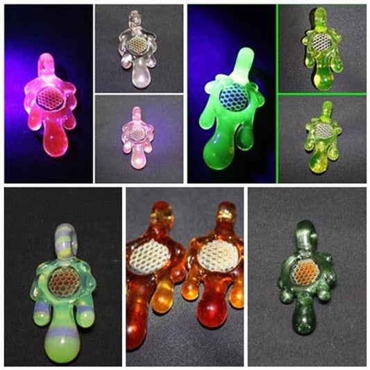 Custom Glass Honeycomb Pendant and Choose Your Own Drip Color - Smaller Honeycomb XPB1_Z3HHF61