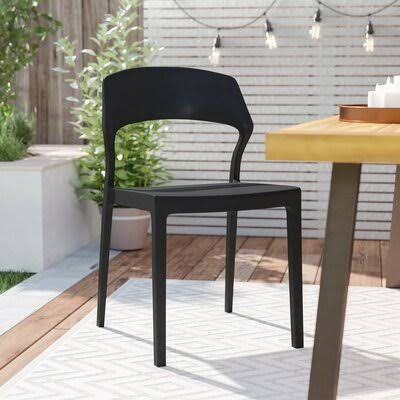 Annis Stacking Patio Dining Side Chair AllModern Color: Black XIC8_A3BKZ54