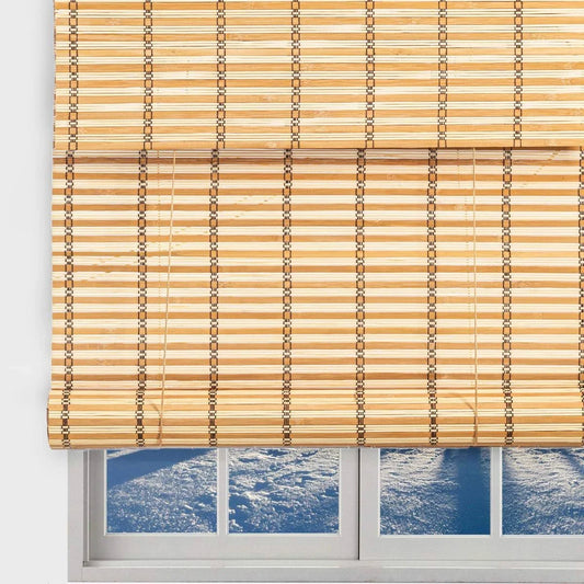 TJ Global Bamboo Roll Up Window Blind Sun Shade, Light Filtering Roller Shades with Valance (Natural, 60x22 x 64x22) LAC6_Y4MGD92