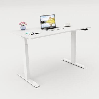 White Electric Height Adjustable Standing Desk for Office Inbox Zero Color: White CUN3_N0ECV07