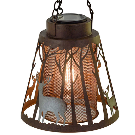 Pine Ridge Deer LED Lantern Lights Decorative - Metal Round Holder  Hanging Lantern for by IVW9_J1HOW90