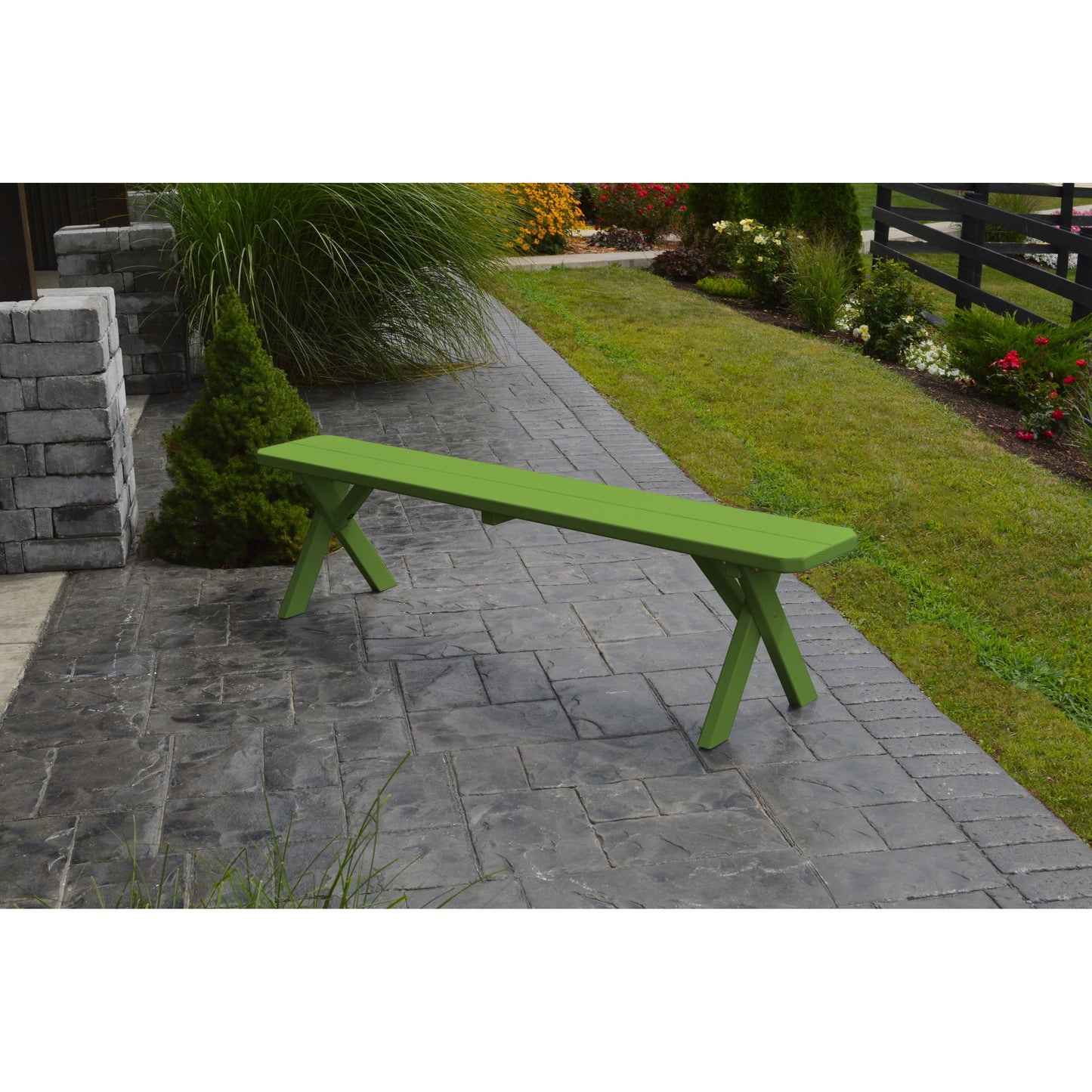 Pine 2& Crossleg Bench - Lime Green WCG2_U7FIK24