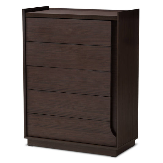 Baxton Studio Larsine Modern  Contemporary Brown Finished 5-Drawer Chest AKG5_P8MJO04