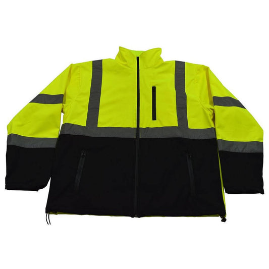 Petra Roc LBSFJ1-C3-3X ANSI 107-2015 Class 3 Two Tone Bottom Water Resistant Soft Shell Jacket, Lime  Black - 3X FTX1_B3NZI32