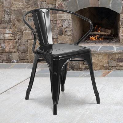 Abdirahman Stacking Patio Dining Chair Williston Forge Color: Black MDW9_F0MYU21