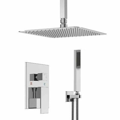 Wonderland America A9068 Ceiling Mount Thermostatic Volume Control Complete Shower System with Rough-In Valve Finish: Chrome, Si OKH7_H9CKZ17