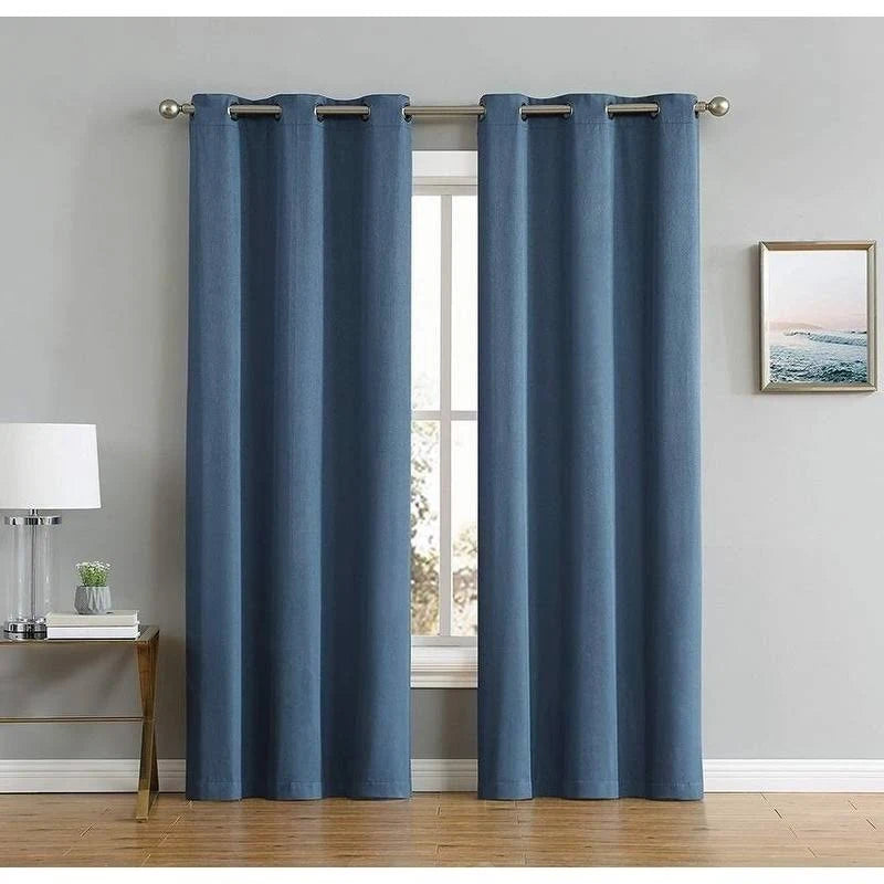 Porch  Den Stafford Eco-Friendly Fabric Blackout Curtains - Panel Pair 38x22 W x 108x22 L - Midnight Blue AER5_J3WHG44