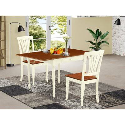 Wynona Drop Leaf Solid Wood Dining Set Ophelia  Co. Table Top Color: Cherry, Table Base Color: Buttermilk, Pieces Included: QIR2_D9PWT43