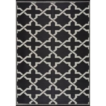 Beverly Rug Lightweight Indoor Outdoor Reversible Plastic Area Rug - Nevada Black/White - 8x10, Size: 7&10 x 10& CUZ7_G1UBJ62