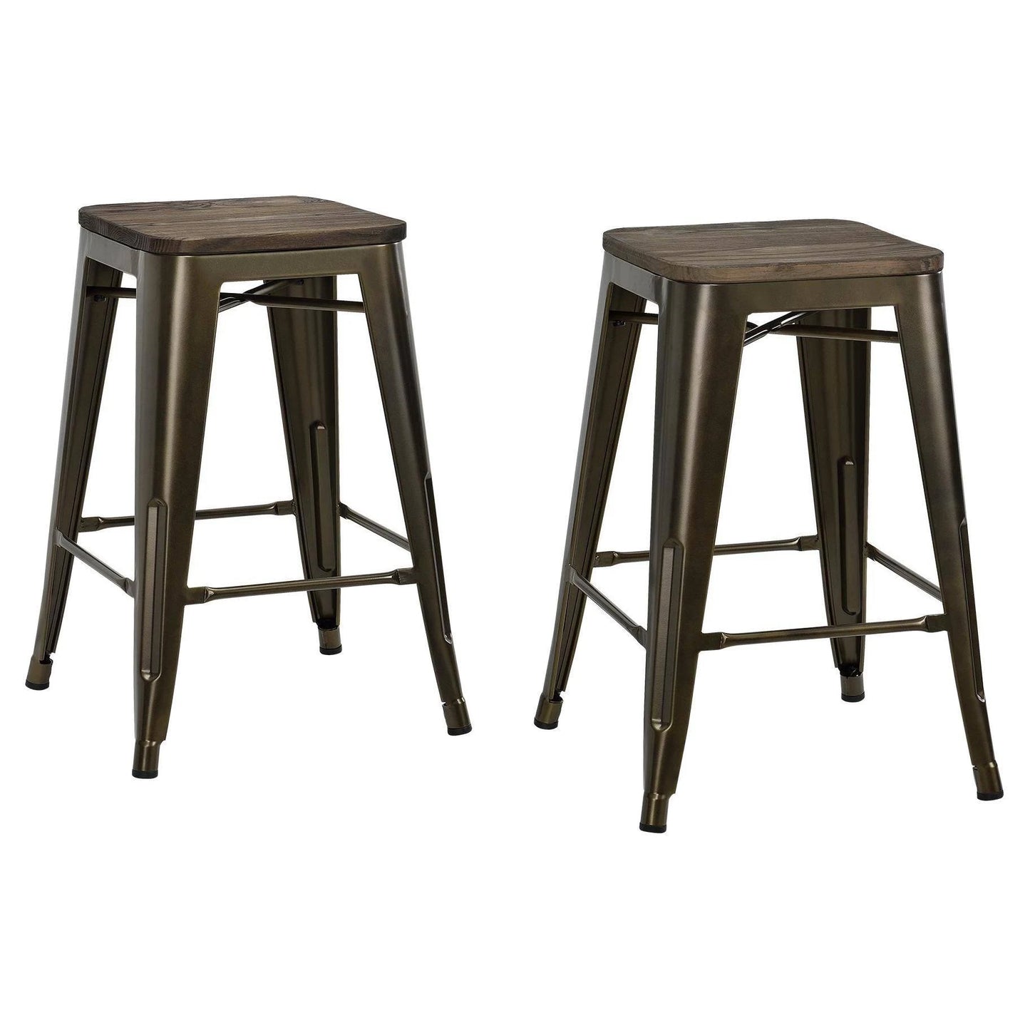 DHP Fusion Metal Backless Counter Stool with Wood Seat (Set of 2), 24 FVM7_G7XGL57