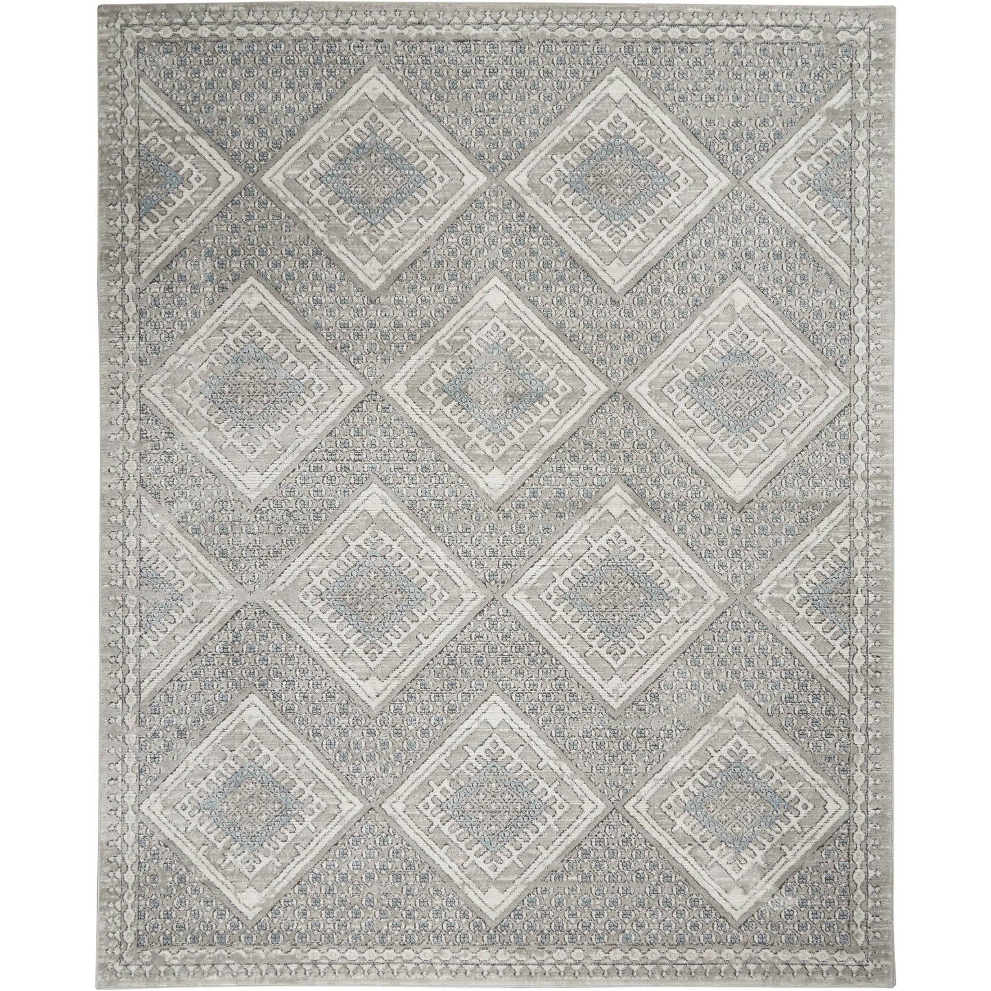 Nourison Concerto CNC16 Area Rug | Grey/Ivory/Blue | 7&10x22 x 9&10x22 IEJ9_S8YCA31