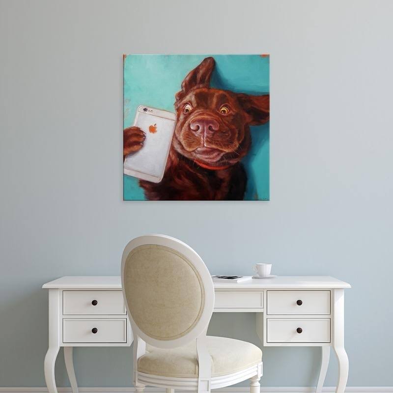 Easy Art Prints Lucia Heffernans &Dog Selfie& Premium Canvas Art - 36 x 36 - Brazilian Barnwood Frame VIC4_B4KNX23