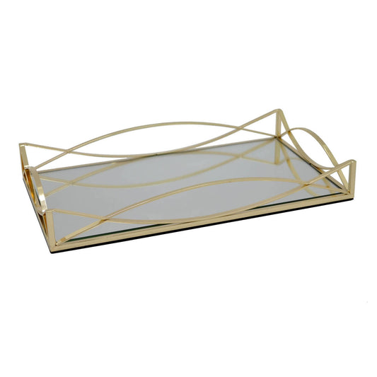 Plutus Brands PBTH92956 Metal Tray with Mirror Gold IIP2_T4XBH51