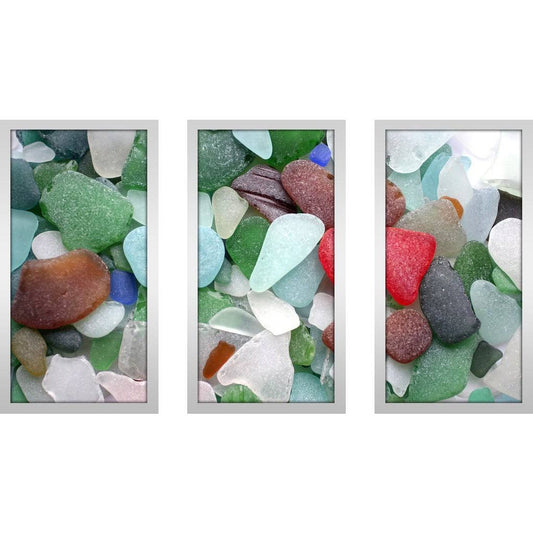 Sea Glass 2x22 3 Piece Framed Photographic Print Set Picture Perfect International Size: 25.5x22 H x 40.5x22 W x 1x22 D WWE5_E2KNZ61