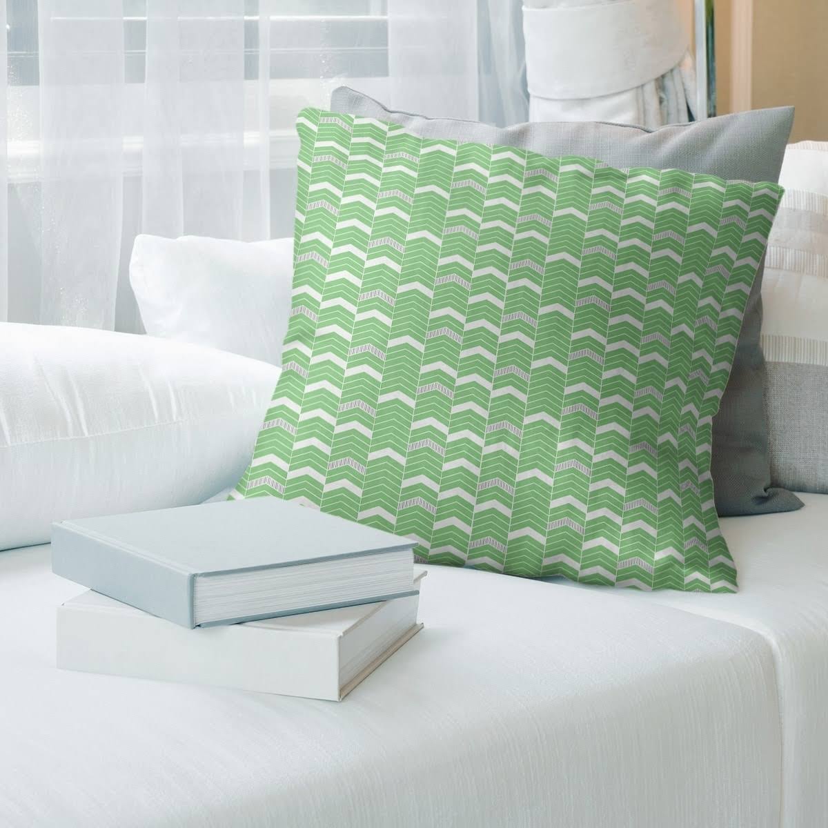 Porch  den Athens Lined Chevrons Throw Pillow - 26 x 26 - Green  Gray - Synthetic Fiber LPY9_Y5LJE28