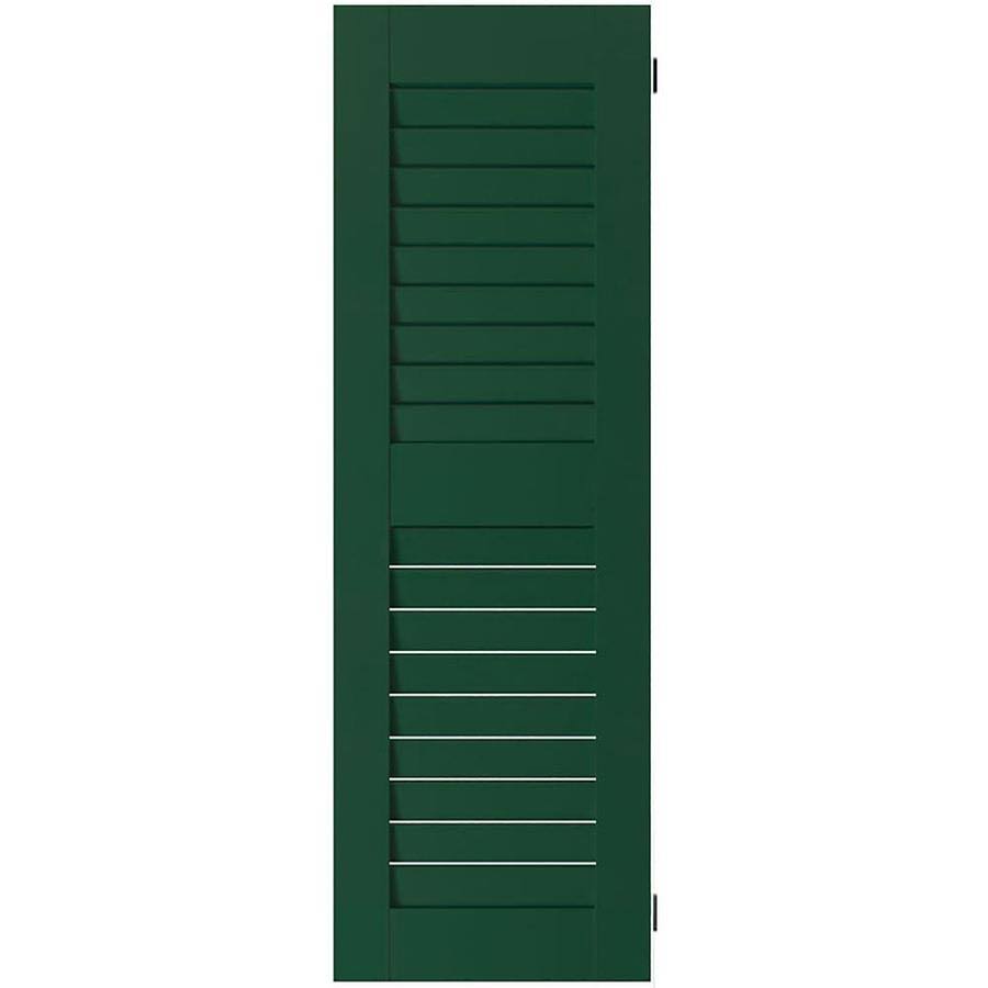 Ekena Millwork 12 in. x 35 in. Exterior Real Wood Western Red Cedar Louvered Shutters Pair Chrome Green ZRG9_R4DCK23