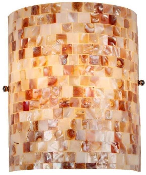 Shell Mosaic Glass 1 Light Wall Sconce Brown Transitional Metal Bronze CSL2_R7HNV21