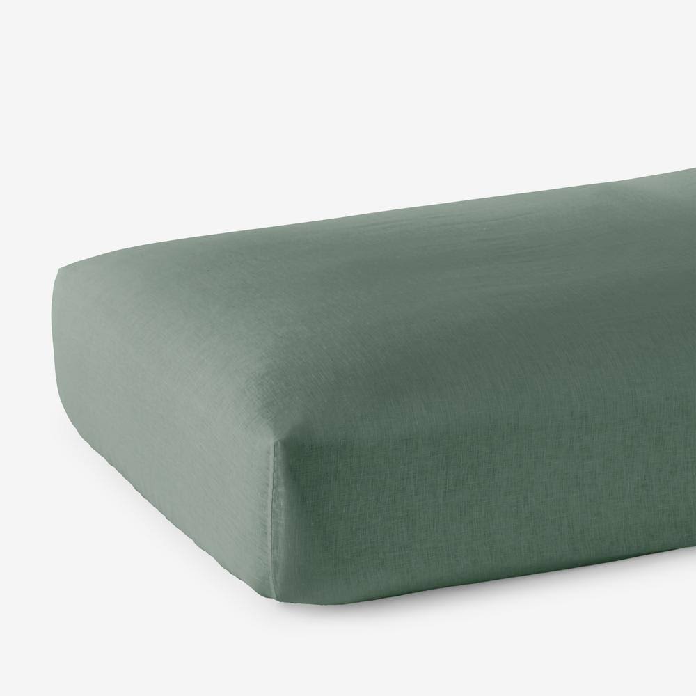 The Company Store Legends Hotel Relaxed Green Solid Linen King Fitted Sheet LFH5_B4MPB86