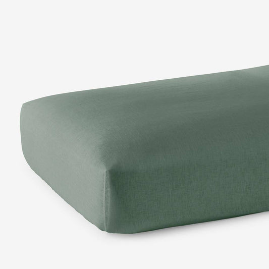 The Company Store Legends Hotel Relaxed Green Solid Linen King Fitted Sheet LFH5_B4MPB86