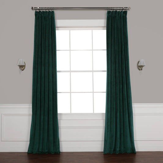 Rose Street Forest Green 96 x 50 in. Plush Velvet Curtain Single Panel LPS5_B4ASK75