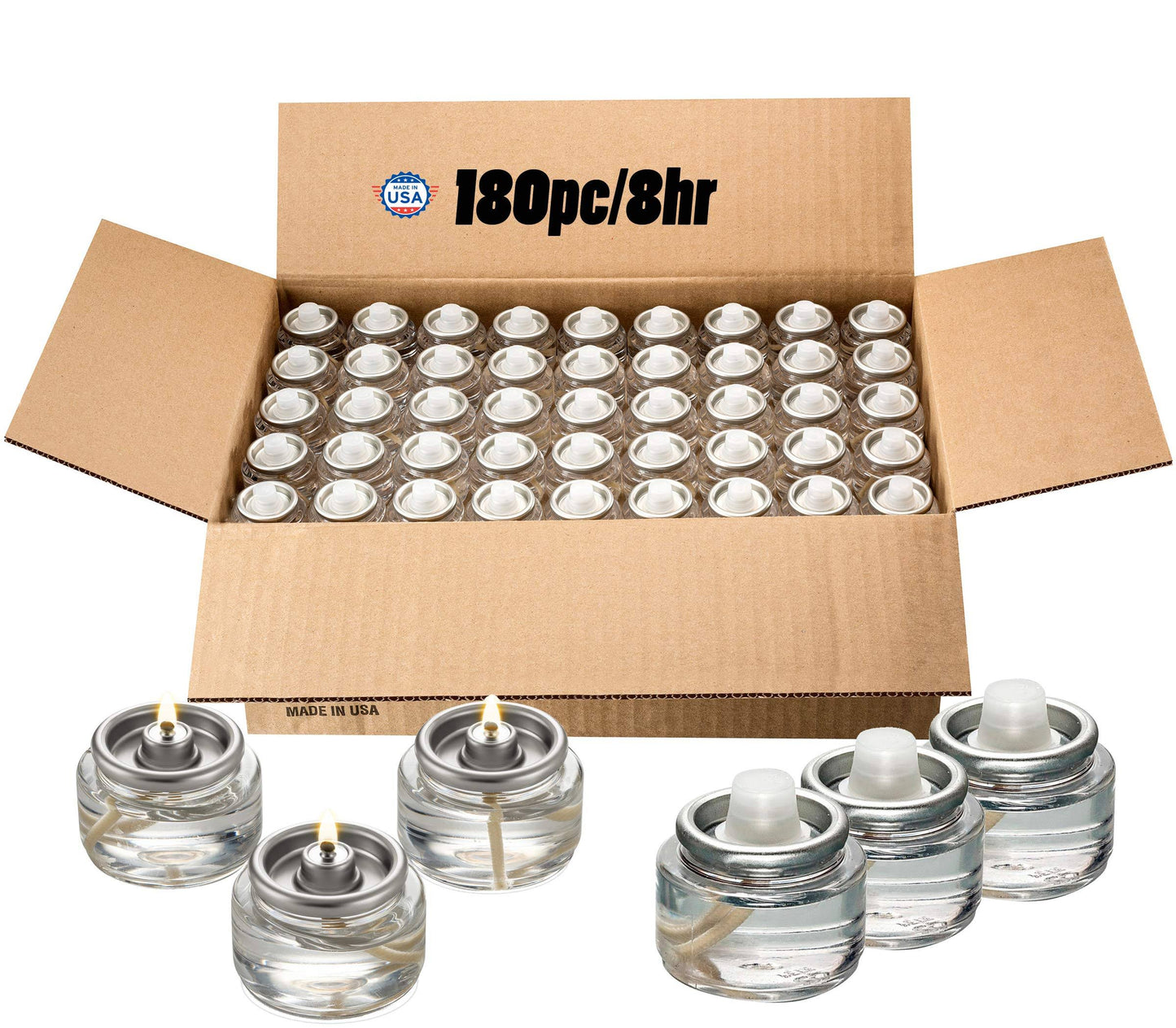 Candle Charisma Bulk Tealight Fuel Cells Liquid Paraffin Oil Candles - Disposable - 8 Hour Burn (180 Pack) Made in USA GKJ4_R0TXT67